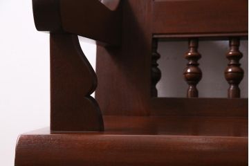 中古　激レア!　特注品　九州民芸家具　スピンドルベンチ(アーム付きベンチ、3人掛け、三人掛け)(定価約75万円)(R-037544)