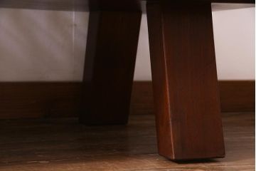 中古　激レア!　特注品　九州民芸家具　スピンドルベンチ(アーム付きベンチ、3人掛け、三人掛け)(定価約75万円)(R-037544)