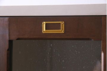 ラフジュ工房オリジナル　ペイント家具　ヒノキ無垢材・ヒバ材　気泡ガラス入り　バイカラーがお洒落な2人用ロッカー(ワードローブ)(R-037545)