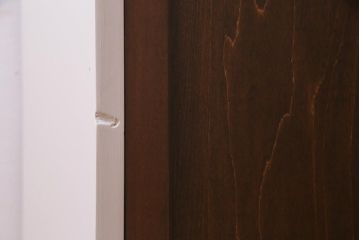 ラフジュ工房オリジナル　ペイント家具　ヒノキ無垢材・ヒバ材　気泡ガラス入り　バイカラーがお洒落な2人用ロッカー(ワードローブ)(R-037545)