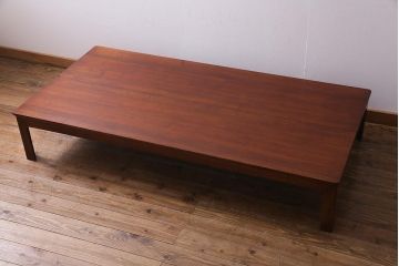 レトロ家具　エンジュ(槐)材　漆塗り　折り畳み式の珍しい座卓・大(ローテーブル)(R-037546)