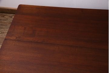 レトロ家具　エンジュ(槐)材　漆塗り　折り畳み式の珍しい座卓・大(ローテーブル)(R-037546)