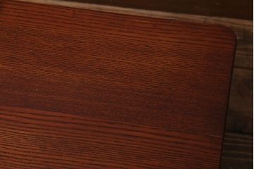 レトロ家具　エンジュ(槐)材　漆塗り　折り畳み式の珍しい座卓・大(ローテーブル)(R-037546)