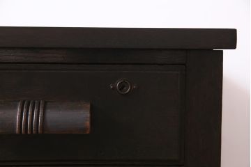 アンティーク家具　和製アンティーク　ナラ材　薄型リメイク　渋い色合いの両袖デスク(両袖机、在宅ワーク、在宅用ワークデスク)(R-037549)