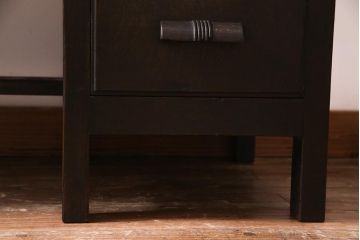 アンティーク家具　和製アンティーク　ナラ材　薄型リメイク　渋い色合いの両袖デスク(両袖机、在宅ワーク、在宅用ワークデスク)(R-037549)