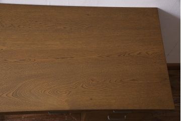 レトロ家具　昭和レトロ　薄型リメイク　ノスタルジックなナラ材製の片袖デスク(片袖机、在宅ワーク、在宅用ワークデスク)(R-037553)