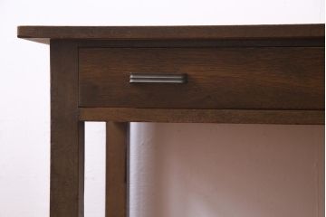 レトロ家具　昭和レトロ　薄型リメイク　ノスタルジックなナラ材製の片袖デスク(片袖机、在宅ワーク、在宅用ワークデスク)(R-037553)