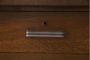 レトロ家具　昭和レトロ　薄型リメイク　ノスタルジックなナラ材製の片袖デスク(片袖机、在宅ワーク、在宅用ワークデスク)(R-037553)