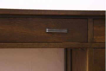 レトロ家具　昭和レトロ　薄型リメイク　ノスタルジックなナラ材製の片袖デスク(片袖机、在宅ワーク、在宅用ワークデスク)(R-037553)