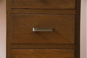 レトロ家具　昭和レトロ　薄型リメイク　ノスタルジックなナラ材製の片袖デスク(片袖机、在宅ワーク、在宅用ワークデスク)(R-037553)