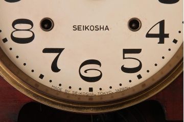 アンティーク雑貨　ペイント　SEIKOSHA(精工舎、セイコー)　手巻き式　レトロなカラーの掛け時計(柱時計、振り子時計)(R-037555)