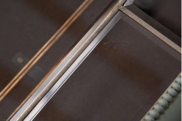 アンティーク雑貨　ペイント　Meiji(明治時計社)　手巻き式　レトロシックな掛け時計(柱時計、振り子時計)(R-037556)