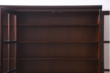 中古　北海道民芸家具　OM168特注品　カバ材　シックな色味の収納棚(食器棚、飾り棚)(定価約90万円〜)(R-037559)