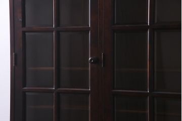 中古　北海道民芸家具　OM168特注品　カバ材　シックな色味の収納棚(食器棚、飾り棚)(定価約90万円〜)(R-037559)