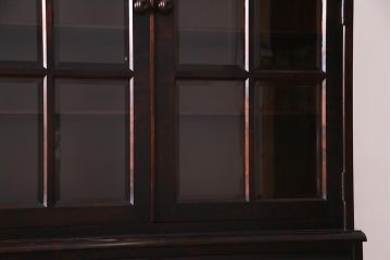 中古　北海道民芸家具　OM168特注品　カバ材　シックな色味の収納棚(食器棚、飾り棚)(定価約90万円〜)(R-037559)