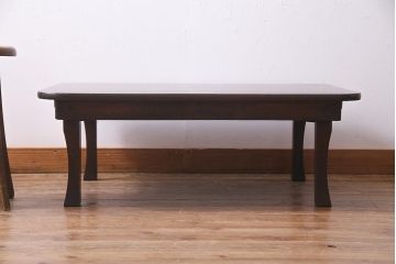 レトロ家具　栓材　折りたたみ　懐かしさ漂う昭和レトロな角ちゃぶ台(ローテーブル)(R-037560)