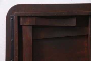 レトロ家具　栓材　折りたたみ　懐かしさ漂う昭和レトロな角ちゃぶ台(ローテーブル)(R-037560)