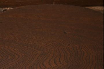 レトロ家具　栓材　折りたたみ　懐かしさ漂う昭和レトロなオーバル型ちゃぶ台(ローテーブル)(R-037562)
