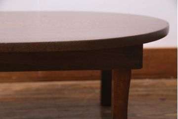 レトロ家具　栓材　折りたたみ　懐かしさ漂う昭和レトロなオーバル型ちゃぶ台(ローテーブル)(R-037562)