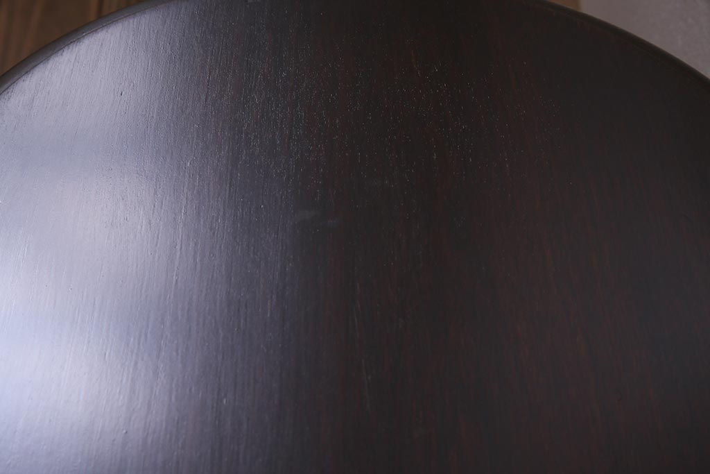 ビンテージ家具　民芸家具　木製　オーバル型のシンプルなサイドテーブル(花台)(R-037563)