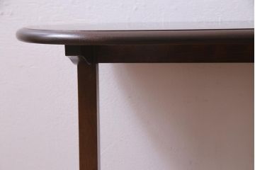 ビンテージ家具　民芸家具　木製　オーバル型のシンプルなサイドテーブル(花台)(R-037563)