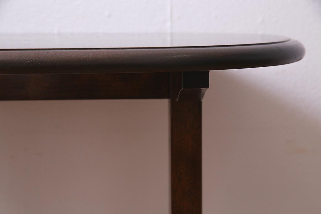 ビンテージ家具　民芸家具　木製　オーバル型のシンプルなサイドテーブル(花台)(R-037563)