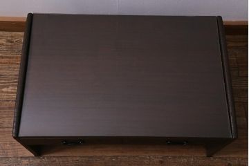 アンティーク家具　和製アンティーク　ガラス天板付き　総桐材　味のあるレトロな文机(ローテーブル)(R-037564)