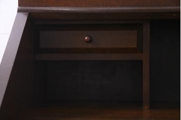 中古　松本民芸家具　廃盤品　ビンテージ　モールガラスがレトロなビューロー(ビューローブックケース)(R-037566)