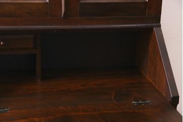 中古　松本民芸家具　廃盤品　ビンテージ　モールガラスがレトロなビューロー(ビューローブックケース)(R-037566)