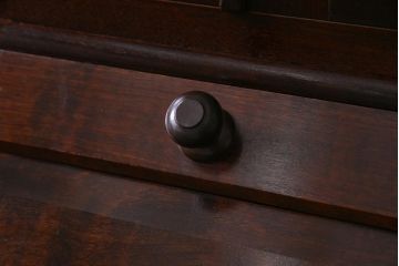 中古　松本民芸家具　廃盤品　ビンテージ　モールガラスがレトロなビューロー(ビューローブックケース)(R-037566)