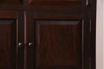 中古　松本民芸家具　廃盤品　ビンテージ　モールガラスがレトロなビューロー(ビューローブックケース)(R-037566)