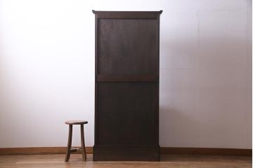 中古　松本民芸家具　廃盤品　ビンテージ　モールガラスがレトロなビューロー(ビューローブックケース)(R-037566)