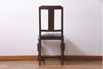 アンティーク家具　イギリスアンティーク　オーク材　バルボスレッグが目を引くクラシカルなダイニングチェア(椅子)(R-037568)