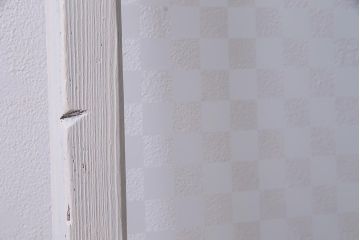 アンティーク建具　ペイント　色ガラス・当店オリジナルガラス　爽やかなカラーのガラス戸1枚(引き戸)(R-037569)