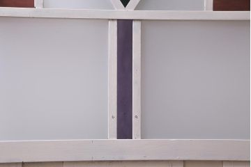 アンティーク建具　ペイント　色ガラス・すりガラス・当店オリジナルガラス　レトロな雰囲気漂うガラス戸1枚(引き戸)(R-037570)