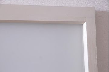 アンティーク建具　ペイント　色ガラス・すりガラス・当店オリジナルガラス　爽やかな色合いがよく映えるガラス戸2枚セット(引き戸)(R-037571)