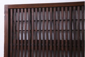 アンティーク建具　ダイヤガラス　裏障子枠付き　和モダンな雰囲気漂う格子戸2枚セット(ガラス帯戸、引き戸、建具)(R-037572)