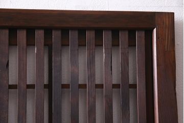 アンティーク建具　ダイヤガラス　裏障子枠付き　和モダンな雰囲気漂う格子戸2枚セット(ガラス帯戸、引き戸、建具)(R-037572)