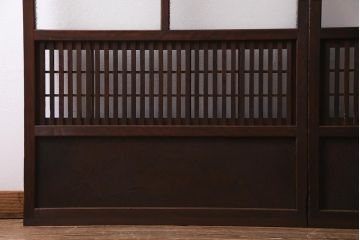 アンティーク建具　ダイヤガラス　裏障子枠付き　和モダンな雰囲気漂う格子戸2枚セット(ガラス帯戸、引き戸、建具)(R-037572)