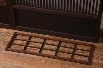 アンティーク建具　ダイヤガラス　裏障子枠付き　和モダンな雰囲気漂う格子戸2枚セット(ガラス帯戸、引き戸、建具)(R-037572)