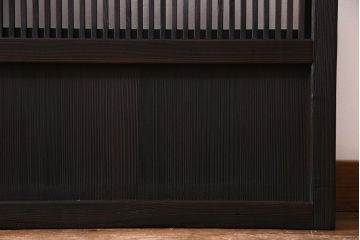 アンティーク建具　和製アンティーク　裏障子枠付き　深みのある色合いが魅力的な格子戸(建具、引き戸、帯戸)2枚セット(R-037573)