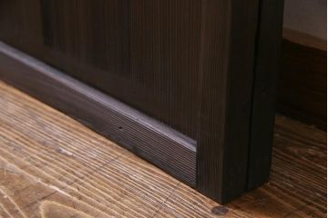 アンティーク建具　和製アンティーク　裏障子枠付き　深みのある色合いが魅力的な格子戸(建具、引き戸、帯戸)2枚セット(R-037573)