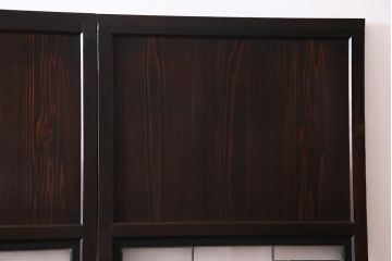 アンティーク建具　明治大正期　結霜ガラス・色ガラス入り　ステンドグラスがお洒落な板戸3枚セット(建具、ガラス帯戸、引き戸)(R-037574)