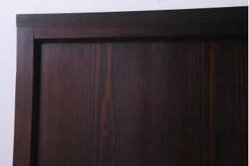アンティーク建具　明治大正期　結霜ガラス・色ガラス入り　ステンドグラスがお洒落な板戸3枚セット(建具、ガラス帯戸、引き戸)(R-037574)