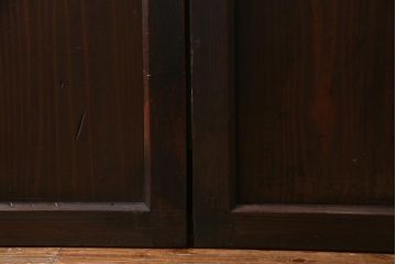 アンティーク建具　明治大正期　結霜ガラス・色ガラス入り　ステンドグラスがお洒落な板戸3枚セット(建具、ガラス帯戸、引き戸)(R-037574)