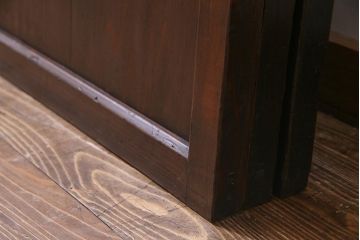 アンティーク建具　明治大正期　結霜ガラス・色ガラス入り　ステンドグラスがお洒落な板戸3枚セット(建具、ガラス帯戸、引き戸)(R-037574)