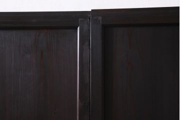 アンティーク建具　明治大正期　結霜ガラス・色ガラス入り　ステンドグラスがお洒落な板戸3枚セット(建具、ガラス帯戸、引き戸)(R-037574)