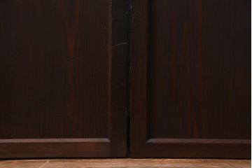 アンティーク建具　明治大正期　結霜ガラス・色ガラス入り　ステンドグラスがお洒落な板戸3枚セット(建具、ガラス帯戸、引き戸)(R-037574)
