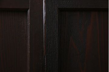 アンティーク建具　明治大正期　結霜ガラス・色ガラス入り　ステンドグラスがお洒落な板戸3枚セット(建具、ガラス帯戸、引き戸)(R-037574)