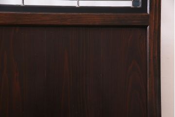 アンティーク建具　明治期　結霜ガラス・色ガラス　ステンドグラス入り　大正浪漫な雰囲気漂う板戸1枚(建具、引き戸)(R-037575)